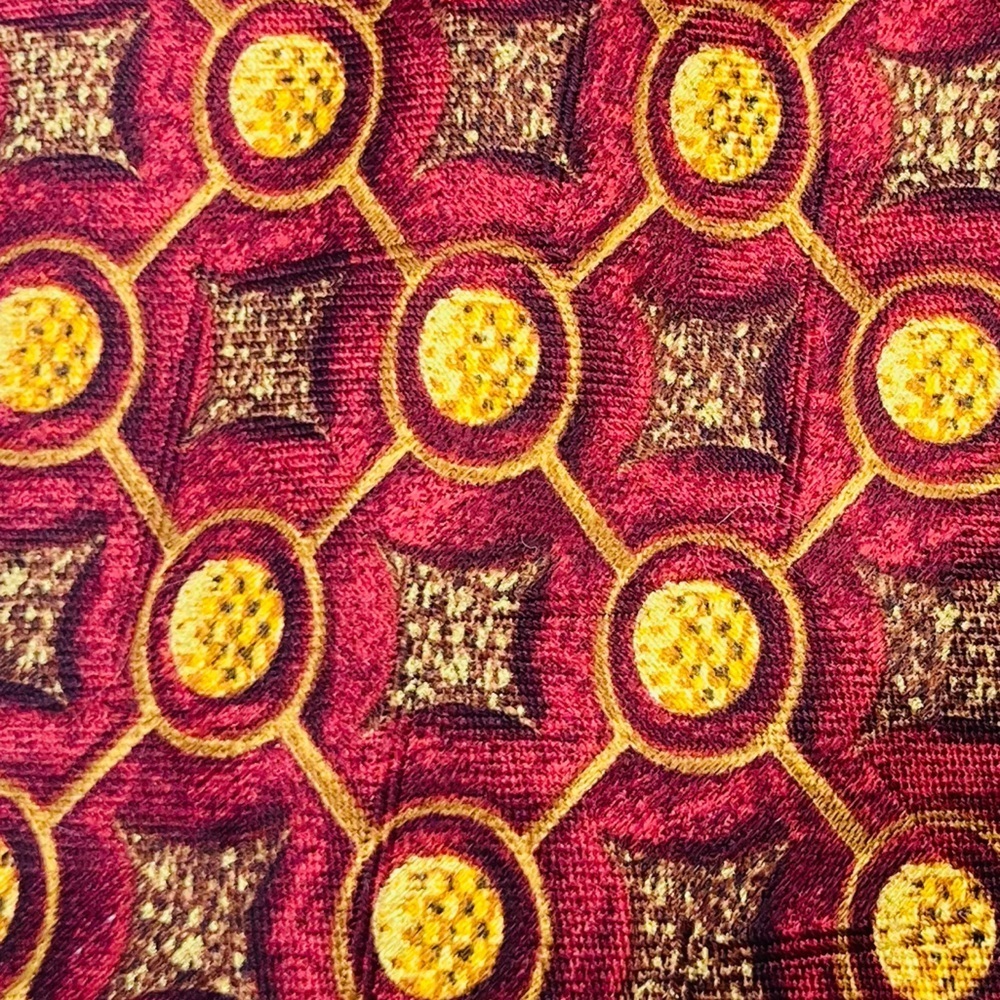 Ermenegildo Zegna silk geometric print vintage tie in red and gold. - Picture 2 of 6